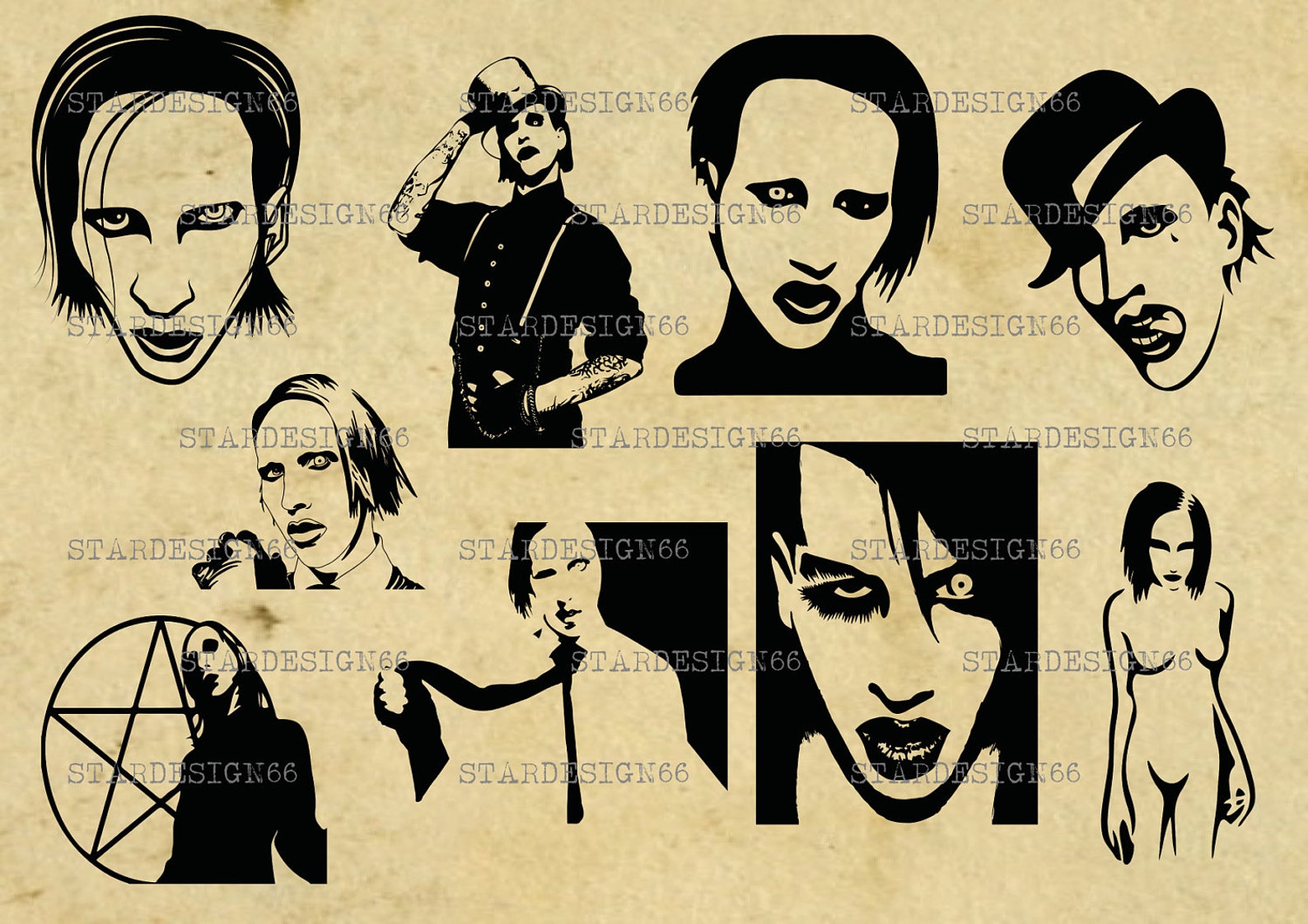 Digital SVG PNG JPG Marilyn Manson silhouette vector Etsy