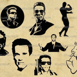 Digitale SVG PNG JPG Arnold Schwarzenegger, Tier, Clipart, Silhouette, sofort downloadbar