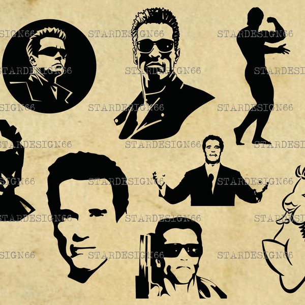 Digitale SVG PNG JPG Arnold Schwarzenegger, vettore, clipart, silhouette, download immediato