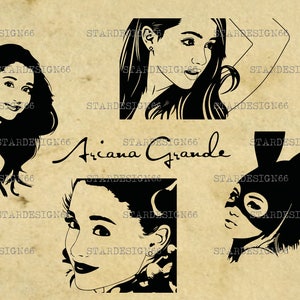 Digitale SVG PNG JPG Ariana Grande, vettore, clipart, silhouette, download istantaneo