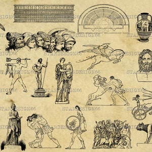 Digitale SVG PNG JPG Arte greca, storia, Venere, romana, olimpica, poseidone, mitologia, vettore, clipart, silhouette, download istantaneo