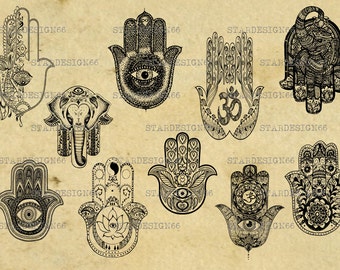 SVG digitale PNG JPG hamsa, mano di hamsa, mano boho, mano di fatima, mano di miriam, pace, clipart, vettore, silhouette, download immediato