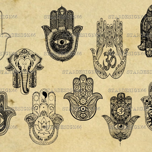 Digital SVG PNG JPG hamsa, hamsa hand, boho hand, hand of fatima, hand of miriam, peace, clipart, vector, silhouette, instant download