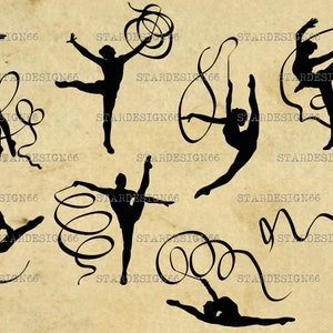Nastro digitale SVG PNG JPG (ginnastica ritmica), vettore, clipart, silhouette, download immediato
