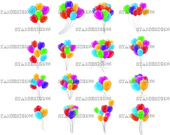 Digital EPS PNG JPG Balloons, cute balloons, colorful balloons, vector, clipart, template, instant download