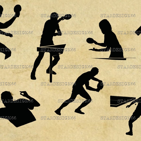 Digitale SVG PNG JPG Ping pong, ping pong, sagoma, vettore, clipart, download istantaneo
