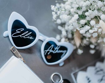 Personalised Wedding Sunglasses, White sunglasses , Black sunglasses.  Perfect for special occasions, hen party, Bridal party, Birthdays