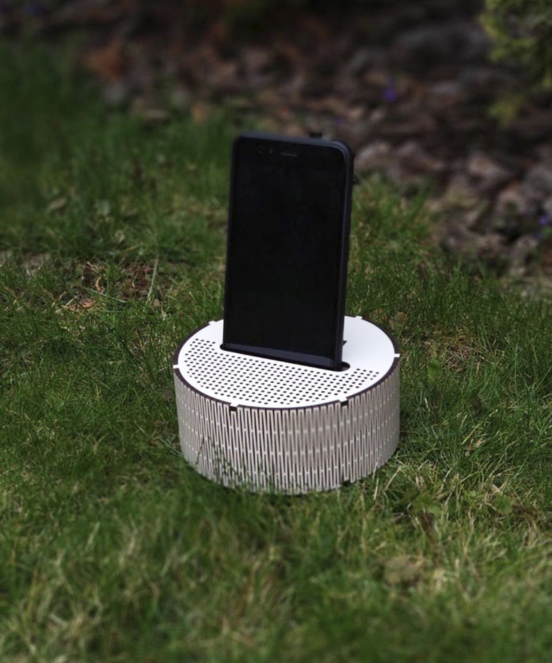 White speaker Electronic item Portable speaker Techie gift Meloman gift Wooden speaker Wonderful holder Wireless speaker Personalized holder