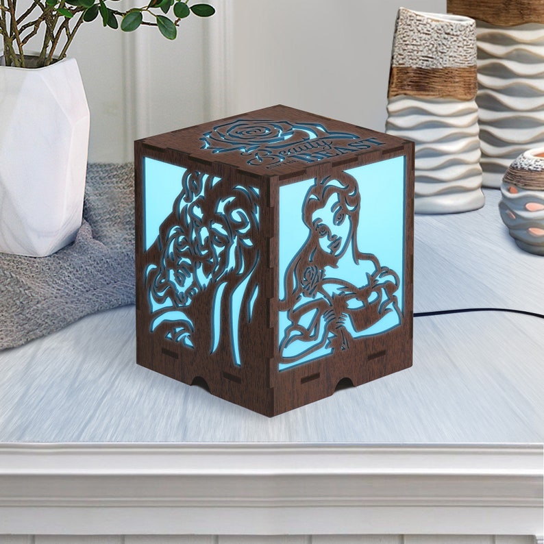 Beauty led light Beast wood light Childrens night light Kids led night light Wooden lamps Bedside lamp table Birthday gift Cool presents