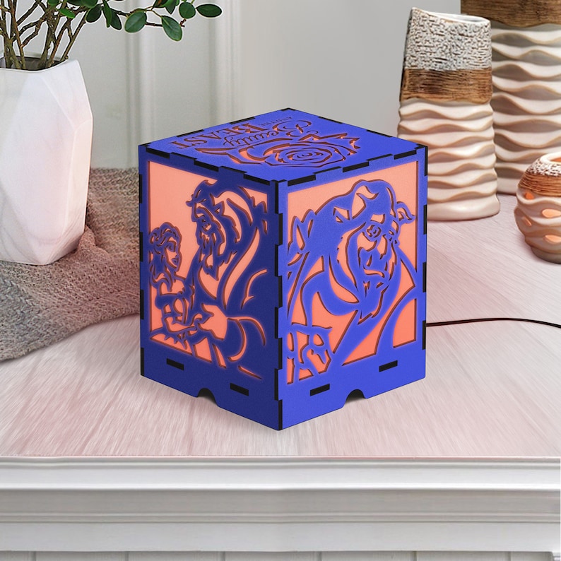 Beauty led light Beast wood light Childrens night light Kids led night light Wooden lamps Bedside lamp table Birthday gift Cool presents