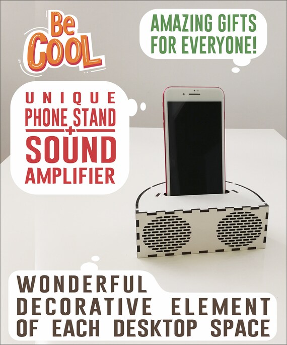 White music speaker Phone wood holder Sound amplifier Wooden table decor Rustic table space Gifts for couples Gifts for women Art wood table