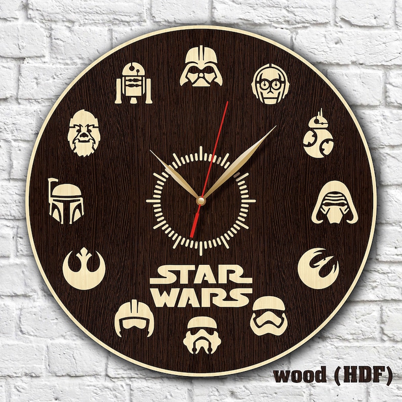 Wars wall clock ideas Wall decor Star gifts Wars wood clock Etsy