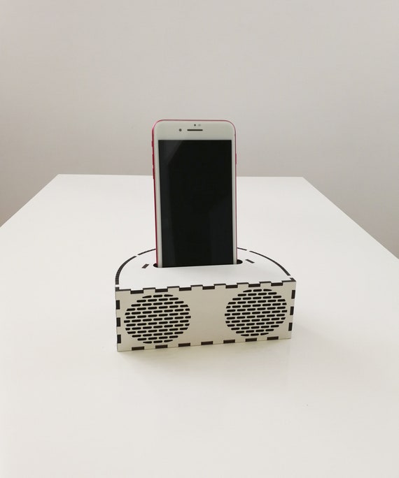 White music speaker Phone wood holder Sound amplifier Wooden table decor Rustic table space Gifts for couples Gifts for women Art wood table