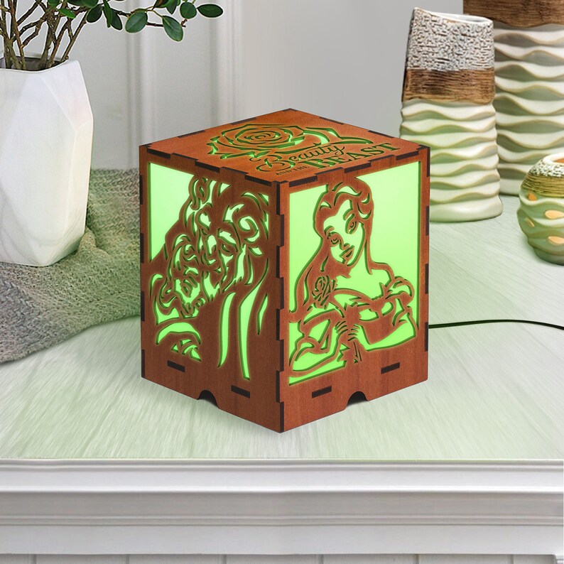 Beauty led light Beast wood light Childrens night light Kids led night light Wooden lamps Bedside lamp table Birthday gift Cool presents