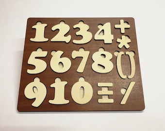 Numeric set Eco friendly material Wooden numbers Jigsaw puzzle Auxiliary signs Development kids Numbers puzzles Montessori math Handcrafted