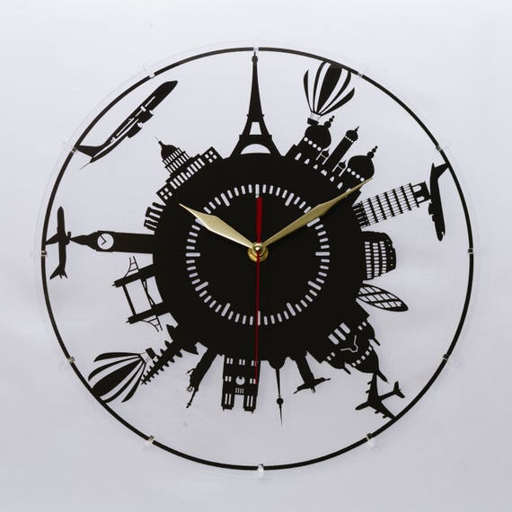 Travel Acrylic clock Laser cutting Wall clock Best gifts for Etsy