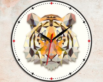 Polygonal Tiger Animals clock Geometric tiger Home and decor Handicraft Gift for sister Gift for husband Ladies gift ideas Fun gift ideas