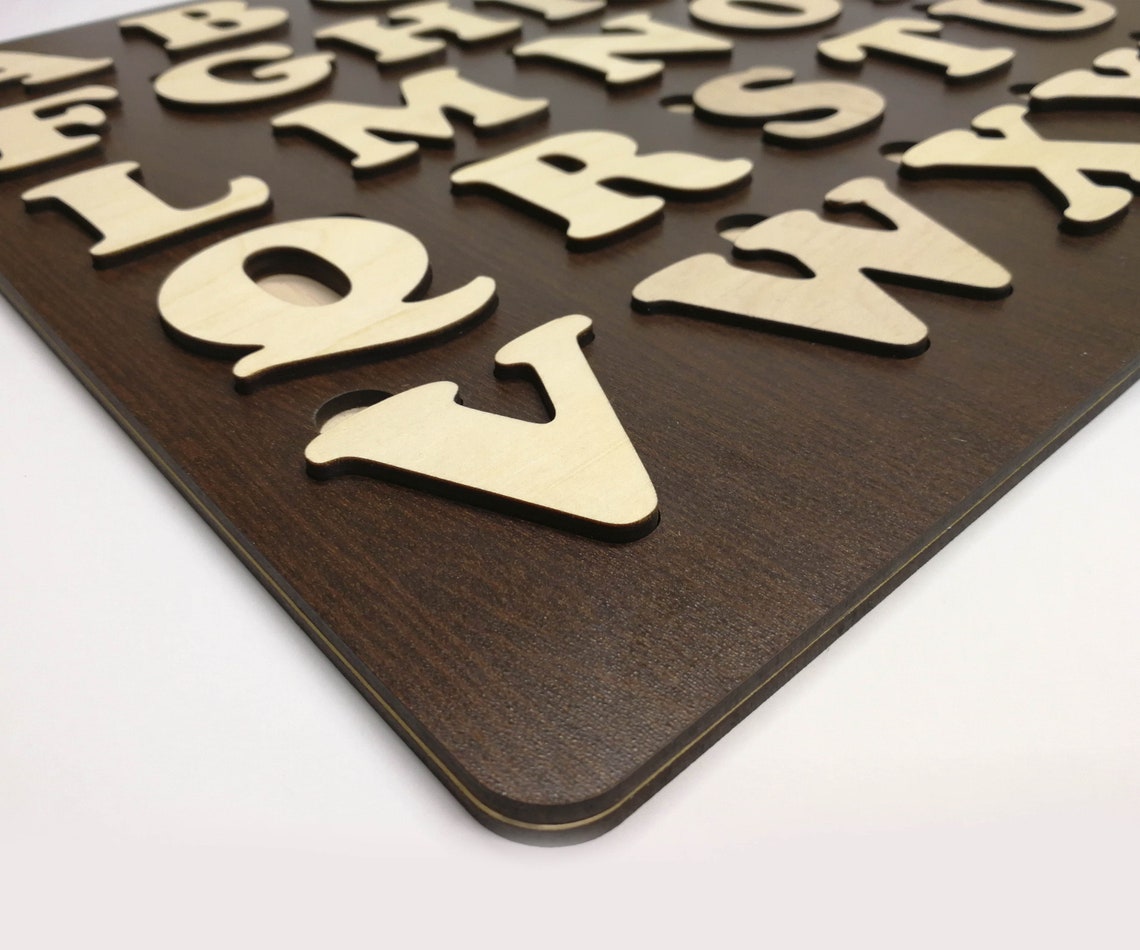 Wooden Alphabet Jigsaw Puzzle Baby Gift Enjoy Toys Wood Sign