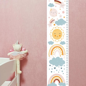 Thème météorologique Toits pour filles, princesse, carte, bébé, enfants, toise, personnalisé, toile, arc-en-ciel, pluie, nuages