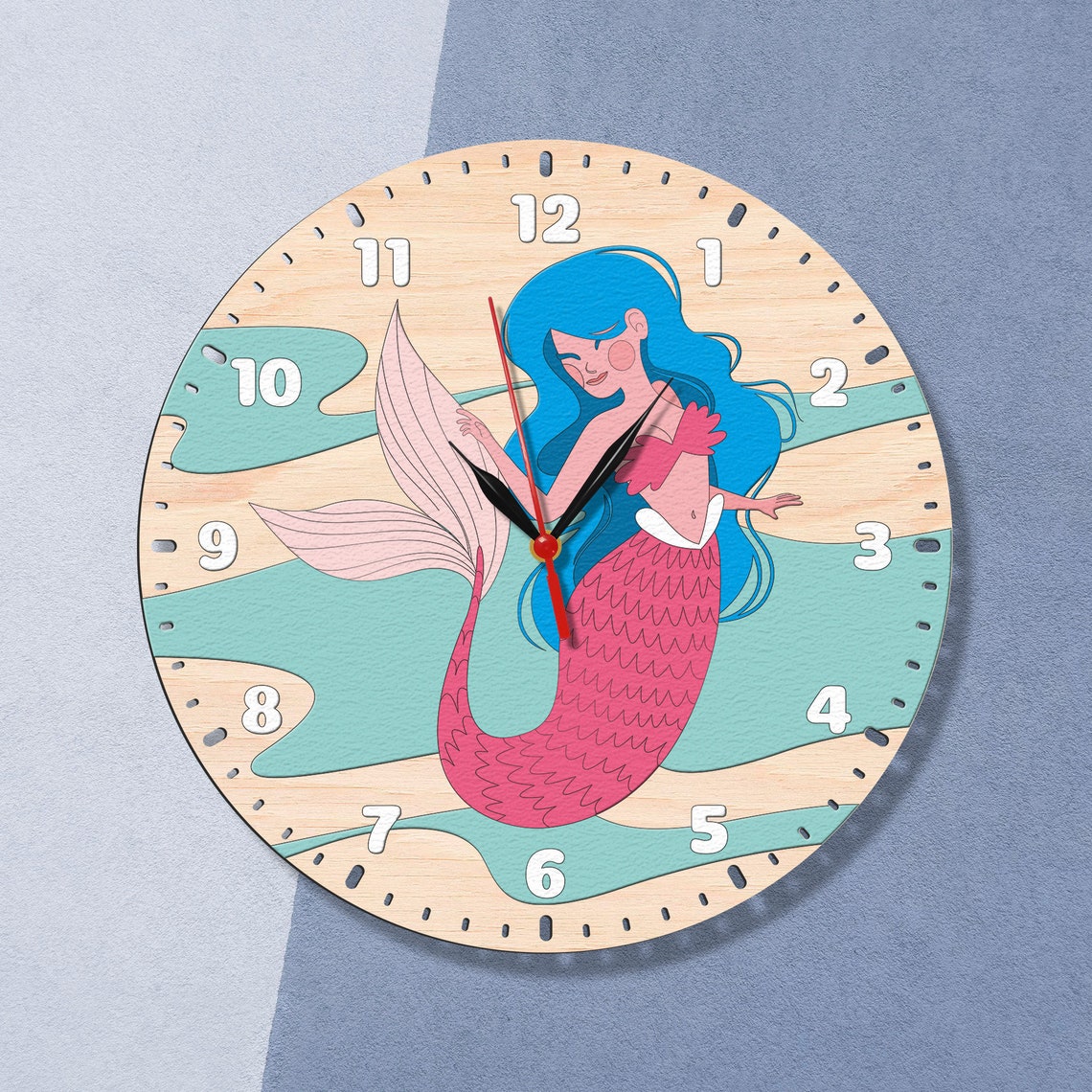 Mermaid Clock Mermaid Clock Girls Clock Paint by Number Eco Etsy UK