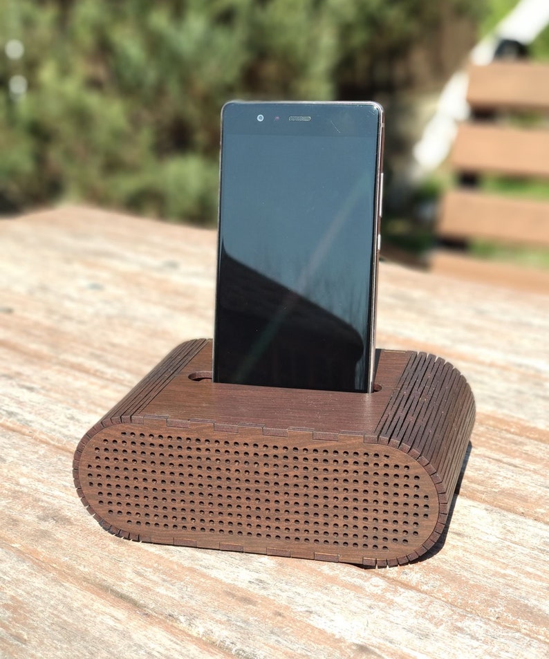 Smartphone Speaker Wenge Color Solid Wood Speaker Music Accessories Cell Phone Speaker Table