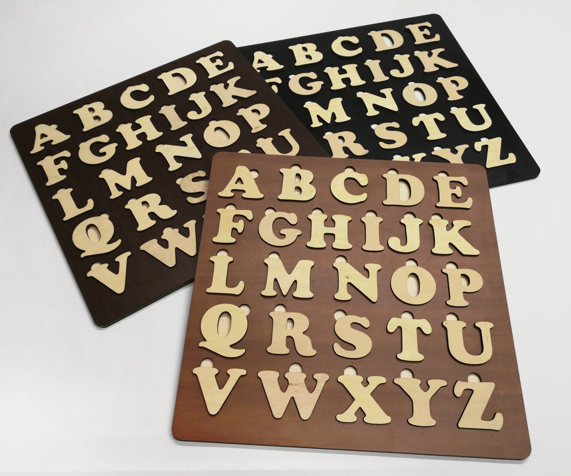 Wooden Alphabet Jigsaw Puzzle Baby Gift Enjoy Toys Wood Sign
