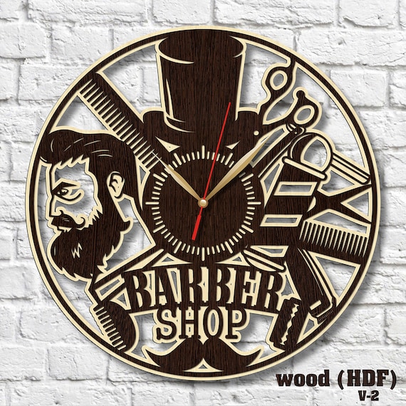Barber Shop Clocks Barber Shop Decor Hdf Clock Cool Clock Art Etsy
