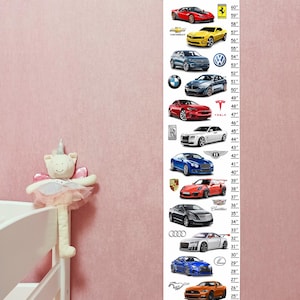 Höhenmesser Kinder Messlatte Messlatte für Kinder Personalisierte Baum Messlatte Material Leinwand Cars Thema Auto-Logo Wachstumstabelle
