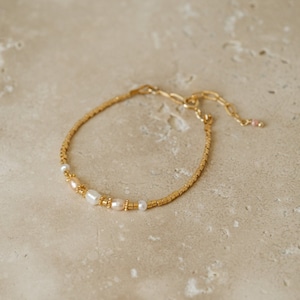 "Echo" bracelet - water pearl, gilded with fine gold - fine and delicate - summer jewelry - gift for her