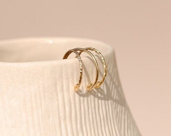 "Heal" trio ear rings - gilded with fine gold - fake piercing earcuff - accumulation of ear jewelry - gift for her