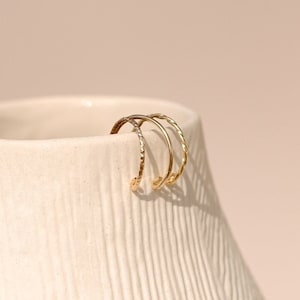 Bagues trio d'oreilles "Heal" - doré à l'or fin - faux piercing earcuff - accumulation bijou d'oreilles - cadeau pour elle