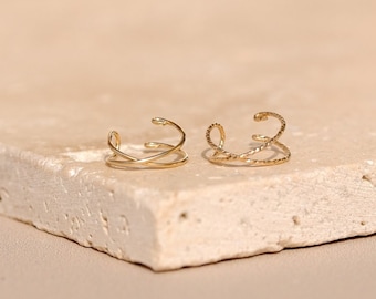 "Ambition" ear ring - 2 versions to choose from - gilded with fine gold - fake piercing earcuff - accumulation - boho boho - gift for her