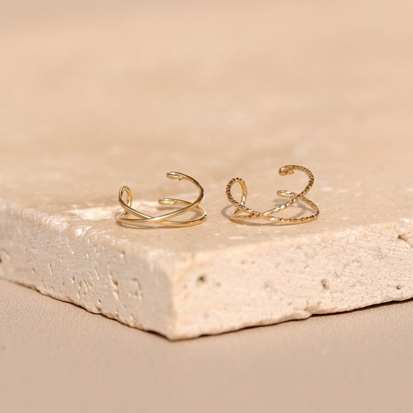 Bague d'oreilles "Ambition" - 2 versions au choix - doré à l'or fin - faux piercing earcuff - accumulation - boho bohème - cadeau pour elle