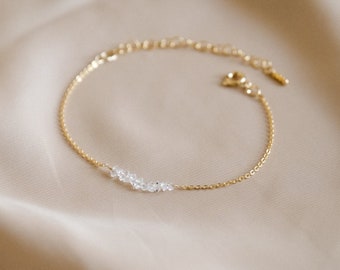 "Kaly" bracelet - herkimer diamond and gilded with fine gold - crystal gems - fine and delicate - gift for her