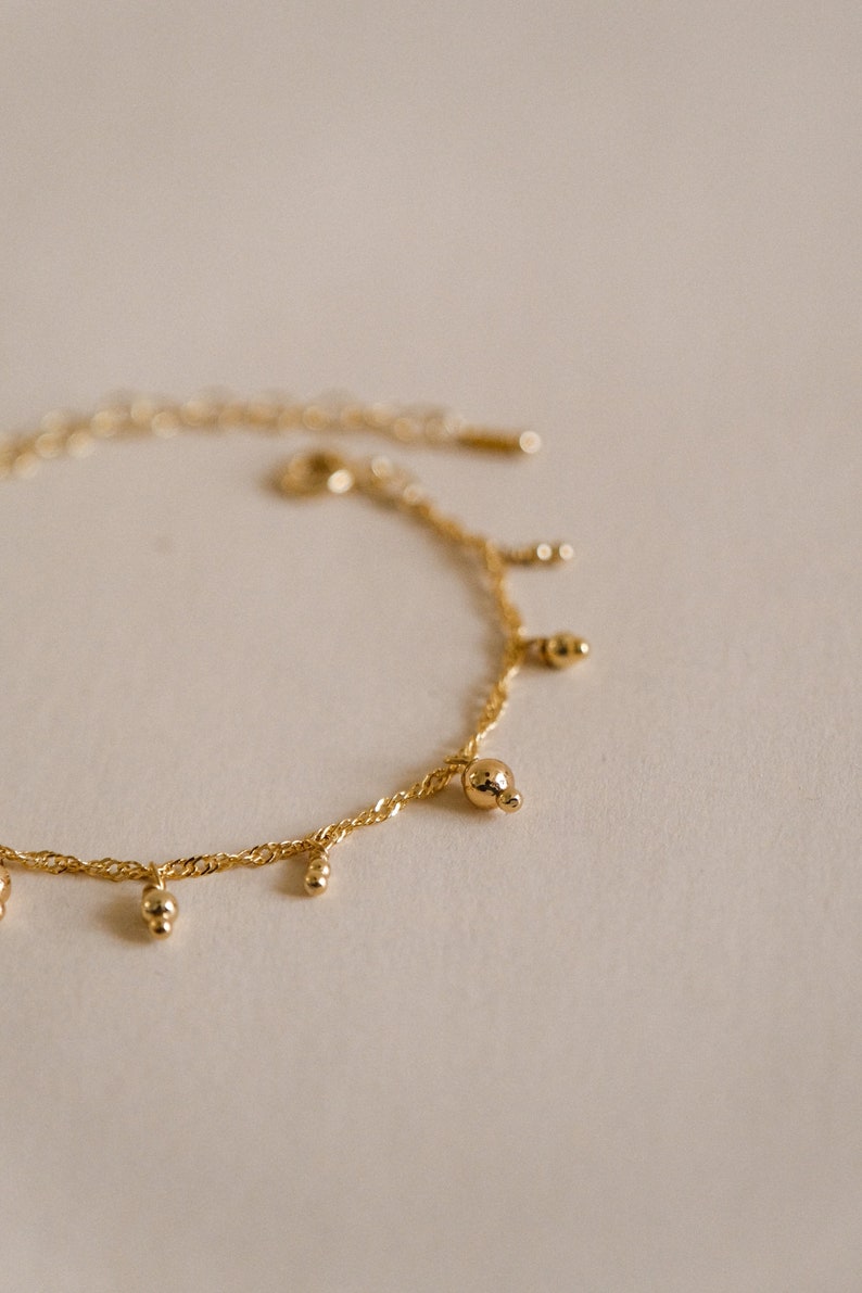 Mindy bracelet goldfilled and gilded with fine gold pearl charms fine and delicate gift for her image 4