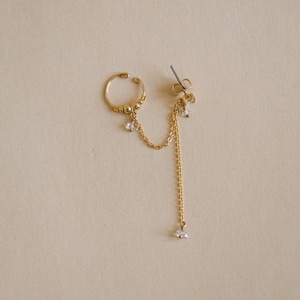 "Juliette" enkele oorbel - herkimer diamant en fijn verguld - nep piercing - oorbel - helix tragus - cadeau voor haar