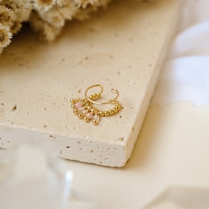 "Nevaeh" ear cuff - mixed stones - gold plated - fake earcuff piercing - boho boho - fine and delicate - gift for her