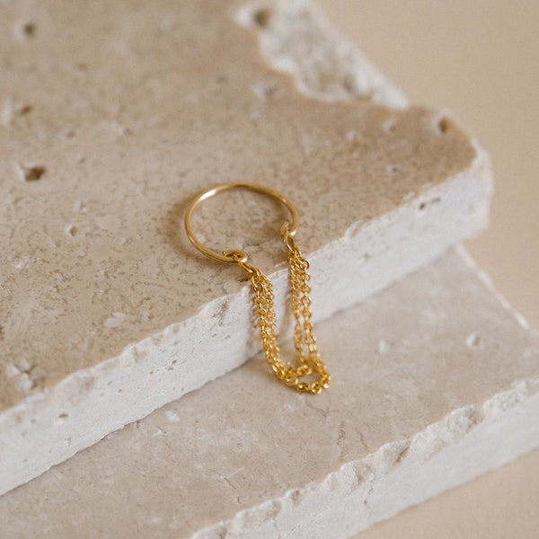 "Lipa" ear ring - gold-filled - earcuff fake piercing chain - tragus helix - gift for her