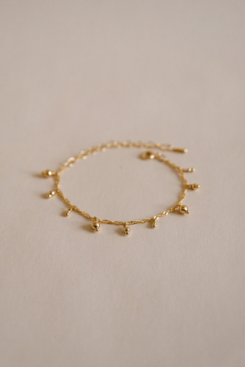 Mindy bracelet goldfilled and gilded with fine gold pearl charms fine and delicate gift for her image 6