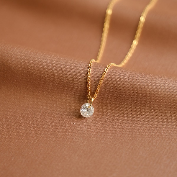 "Sheena" necklace - zircon, gilded with fine gold - fine and delicate necklace - shiny rhinestones - minimalist - gift for her
