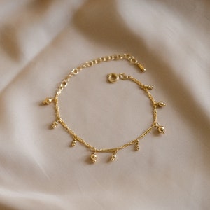 Mindy bracelet goldfilled and gilded with fine gold pearl charms fine and delicate gift for her image 1