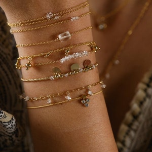 Mindy bracelet goldfilled and gilded with fine gold pearl charms fine and delicate gift for her image 7