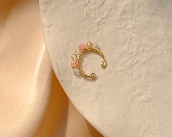 "Ann" ear ring - mix of semi-precious stones, gilded with fine gold - fake piercing - tragus helix - earcuff earrings - gift for her