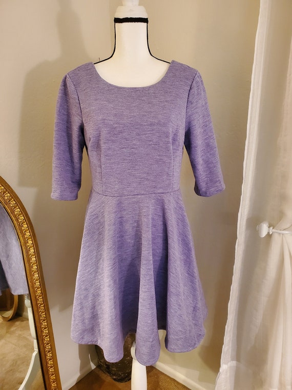 Purple Petite Vintage Skater Fit-and-Flare Dress - image 1