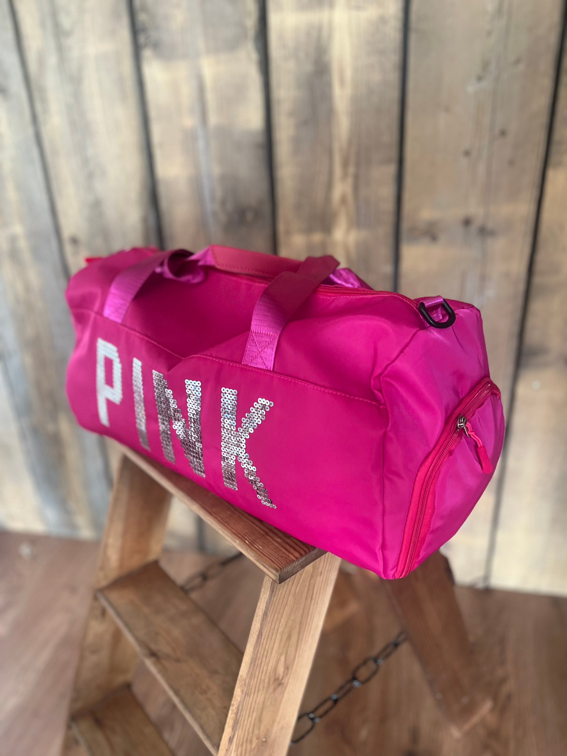 Buy FRITZY Sport Bags for Men Women Luxury Handbags Pink Letter Large  Capacity Travel Duffle Striped Beach Bag on Shoulder for Outdoor Business  Dark Pink) Online at Best Prices in India -