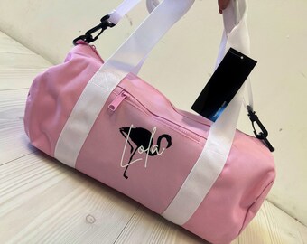 PERSONALISED FLAMINGO BAG| Gym Bag| Kids |Womens| mens| School| Street dance| Cheerleaders Bag | Ballet| Boxing|martial arts| Gymnastic