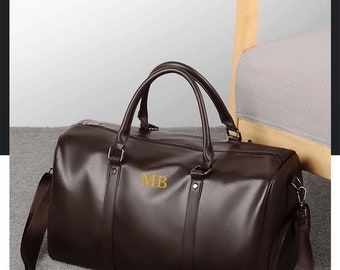 WEEKENDER CARRIER PU Leather Holdall Personalised Duffel Bag Monogram Bag Travel Suit Bag Carry-On Suit Bag Travel Garment Storage Bag