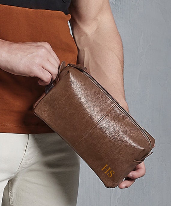 MONOGRAMMED LEATHER WASHBAG Wash Bag Travel Washbag Accessories