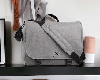 PERSONALISED SHOULDER BAG, Canvas Laptop Bag, Messenger Shoulder Bag, School Bag, College Laptop Bag, Personalised gift