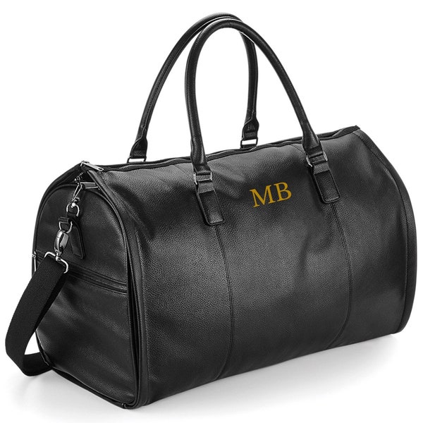 LEREN PAKDRAGER Holdall Gepersonaliseerde plunjezak Monogramtas Reiskostuumtas Handbagagetas Cabinetas Opbergtas voor reiskleding